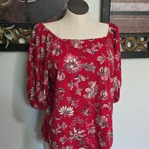 Maurices Red Ruffled Blouse
